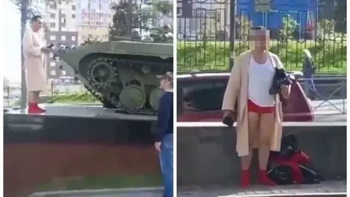 Житель Новосибирска устроил фотосессию в нижнем белье около военного памятника 