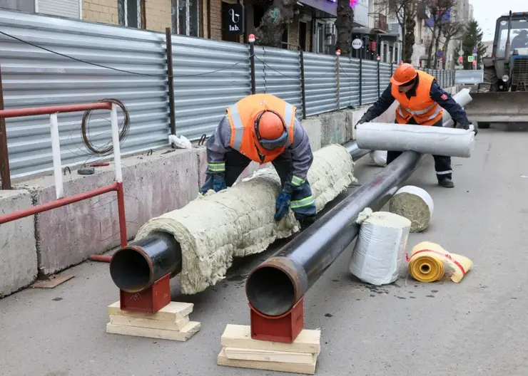 Первый этап ремонта теплосети на Диктатуры Пролетариата в Красноярске завершен, рабочие приступают ко второму